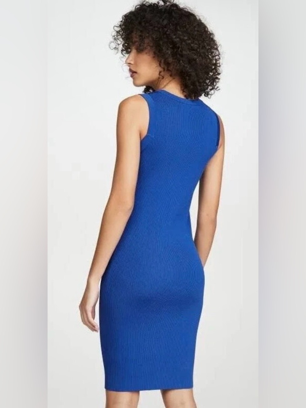 Helmut Lang Sleeveless Crew Neck Bodycon Knit Dress in Azurite Blue - Picture 9 of 12